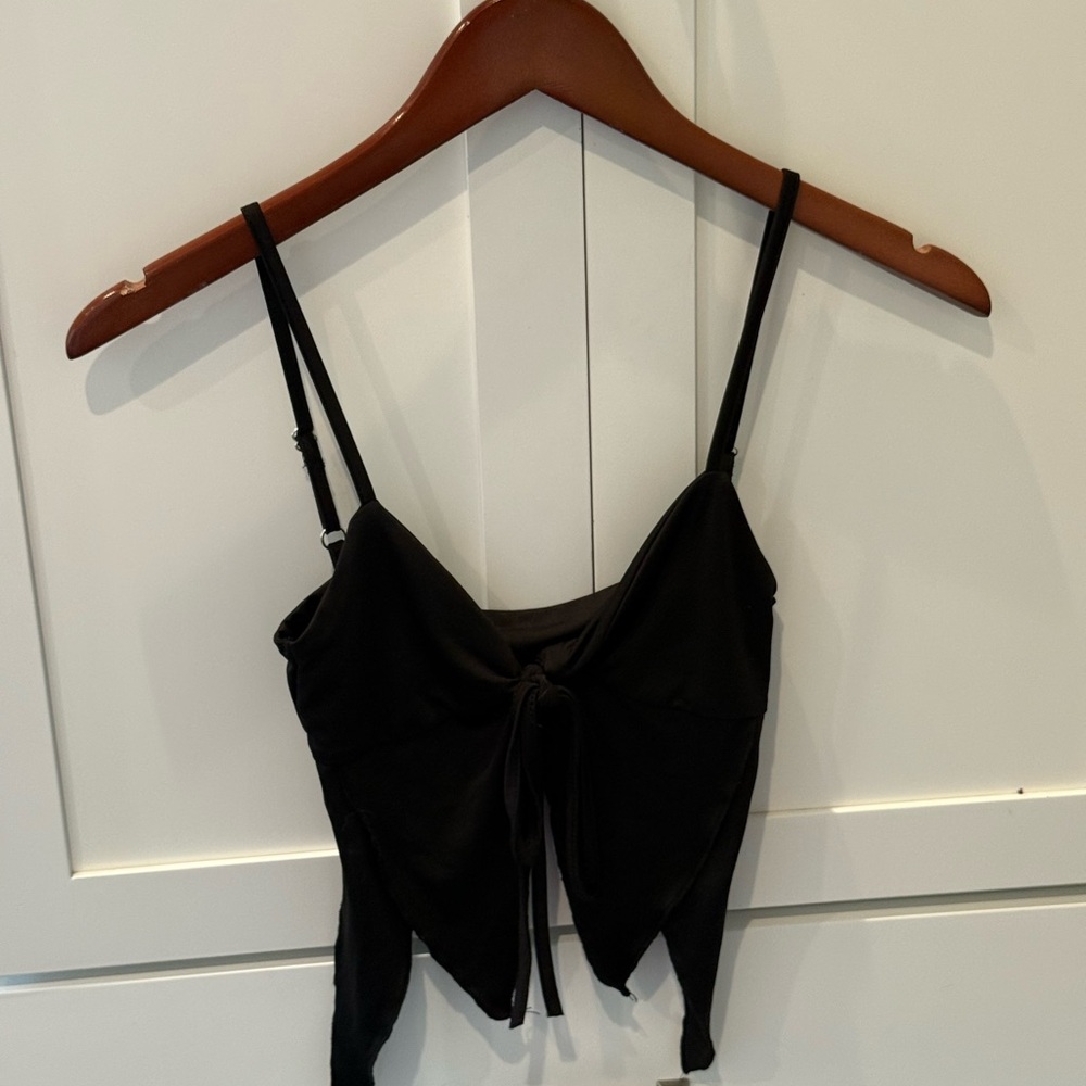 Black Tie-Front Spaghetti Strap Top